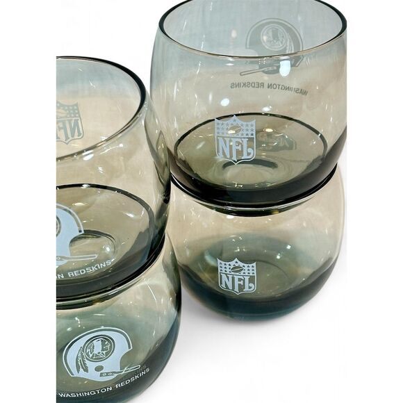 Vintage Washington Redskins NFL Smoke Gray Low-ball Barware, Set of 6, 1970-80s - Picture 11 of 11
